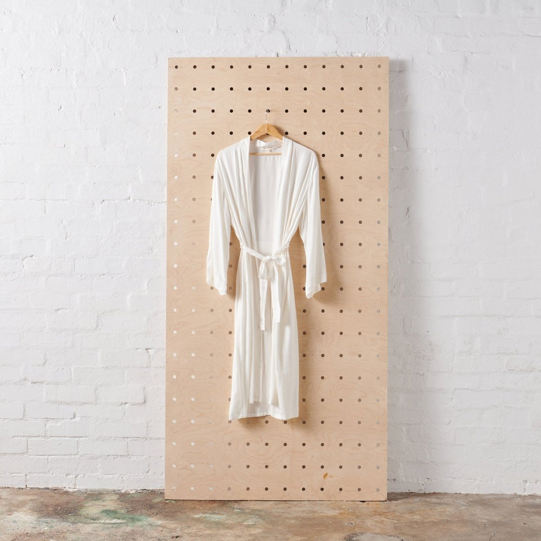 Bamboo Robe in White - Long Length - Bathrobe