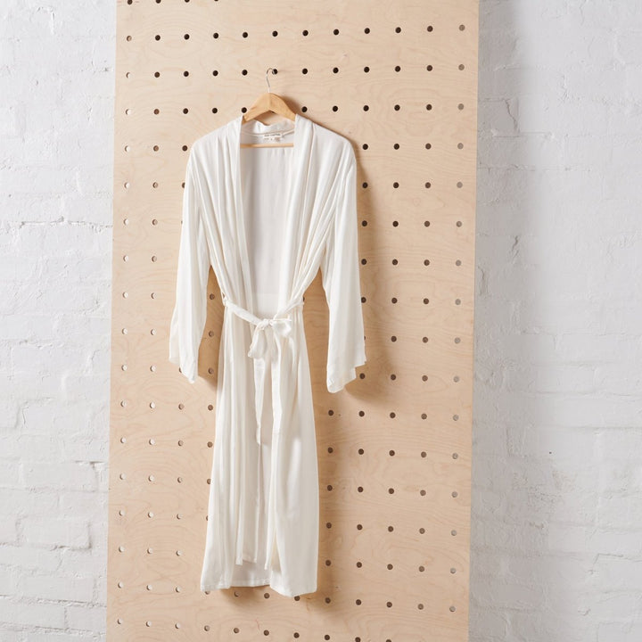 Bamboo Robe in White - Long Length - Bathrobe