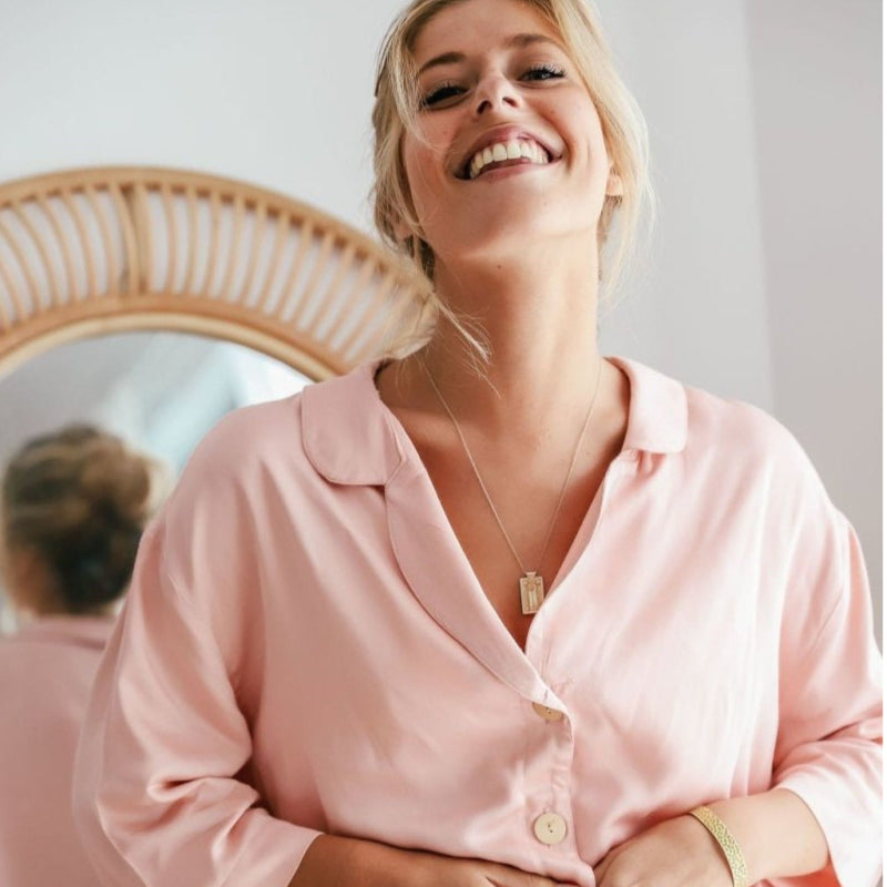 Bamboo Pyjamas - Crop Button Up + Short PJ Set in Pink - Pyjamas
