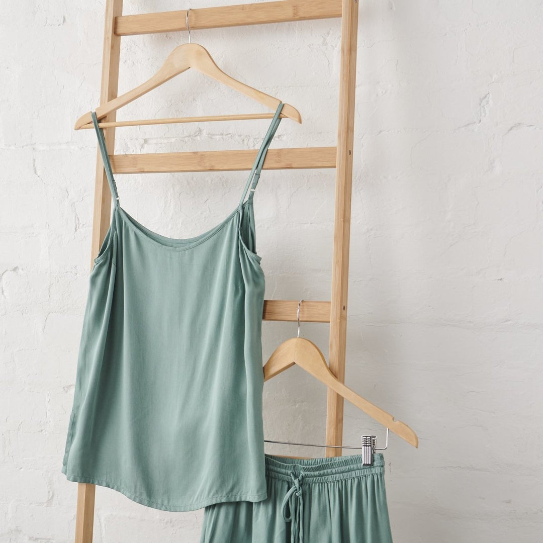 Bamboo Pyjama Set - Cami & Shorts in Sage Green - Pyjamas