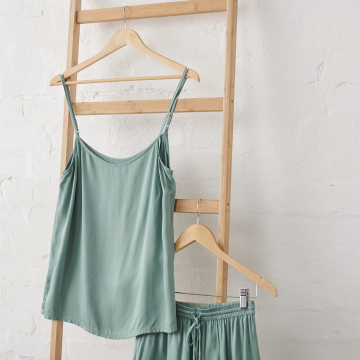 Bamboo Pyjama Set - Cami & Shorts in Sage Green - Pyjamas
