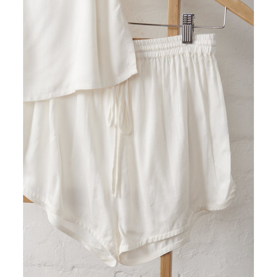 Bamboo Pyjama Set - Cami & Shorts in White - Pyjamas