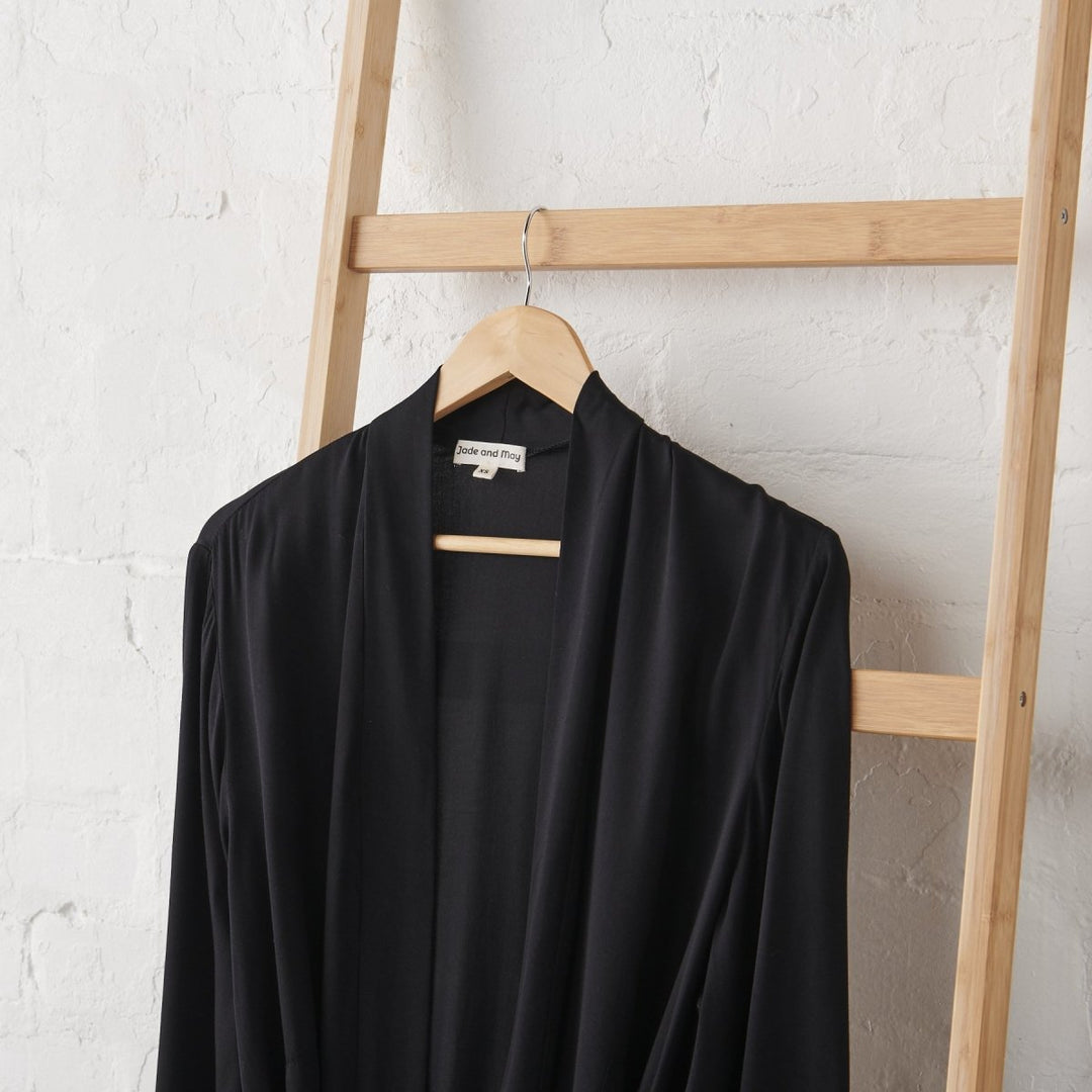 Bamboo Robe in Black - Bathrobe