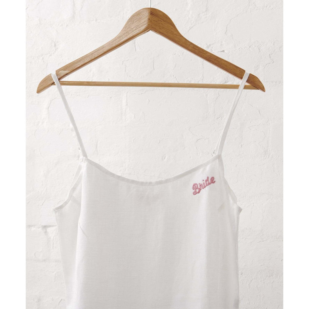 Bridal Cami in White Linen - Bridal Sleepwear