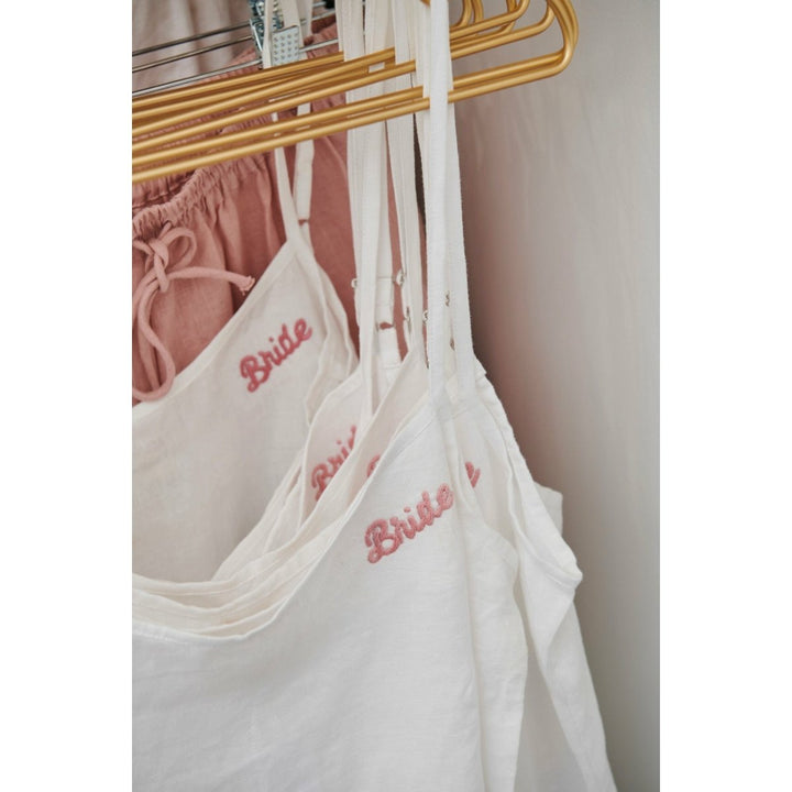 Bridal Cami in White Linen - Bridal Sleepwear