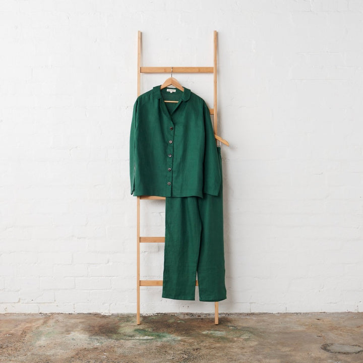 Linen Pyjama Set - Emerald Green - Pyjamas