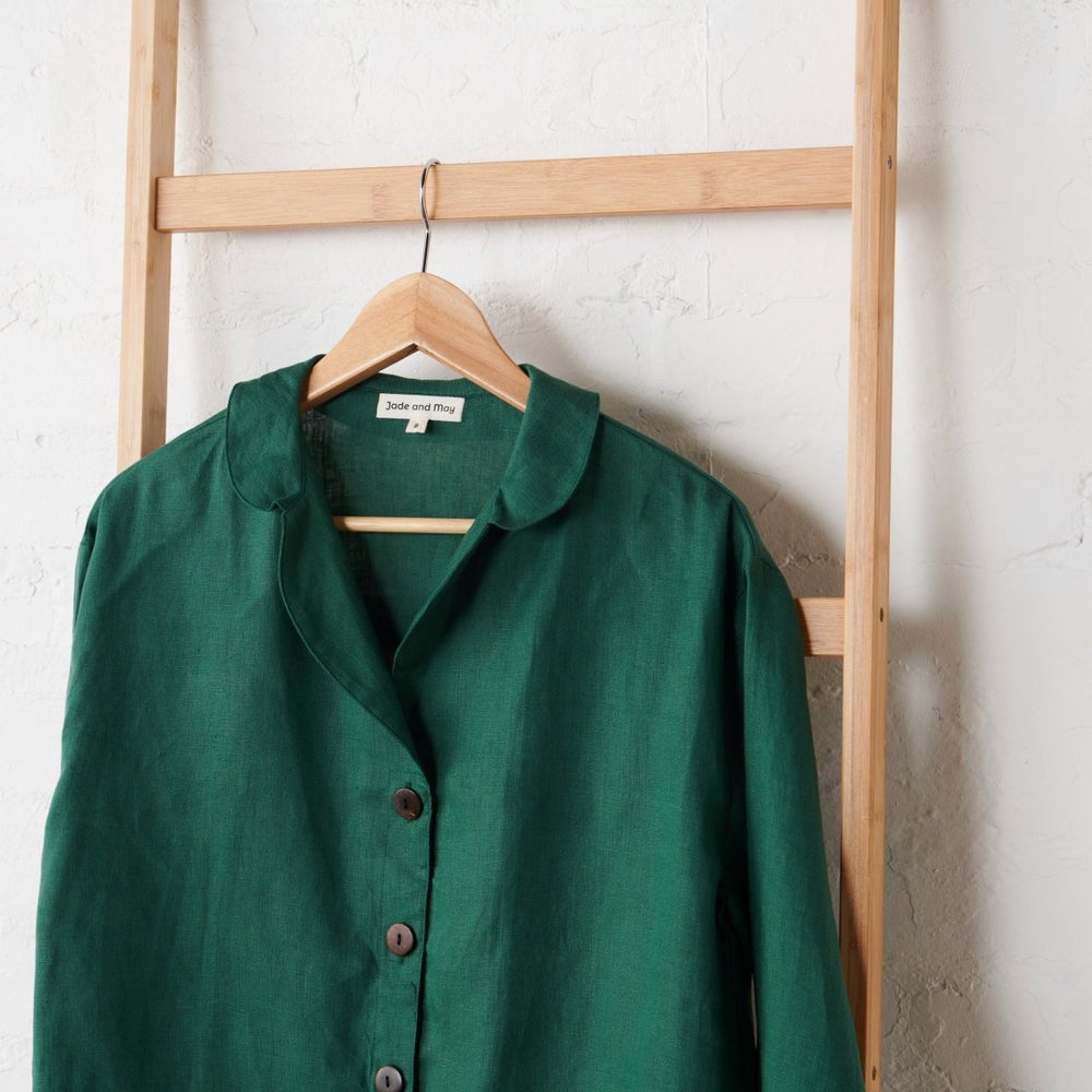 Linen Pyjama Set - Emerald Green - Pyjamas