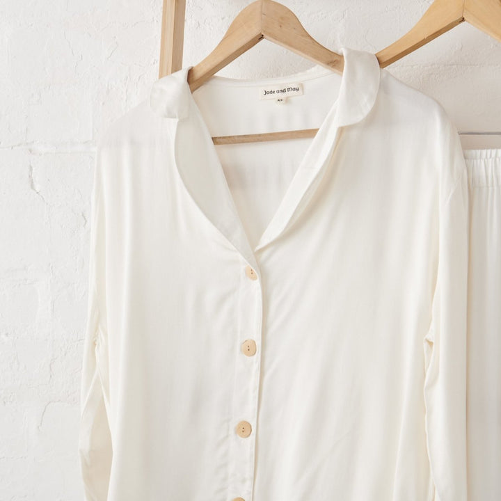 Bamboo Pyjama - Classic Set in White - Pyjamas