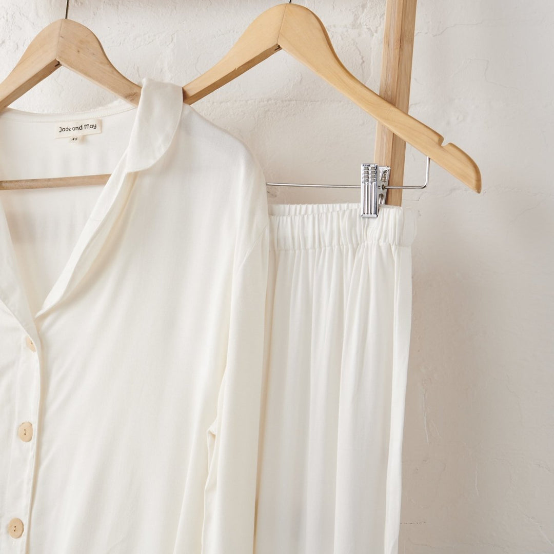 Bamboo Pyjama - Classic Set in White - Pyjamas