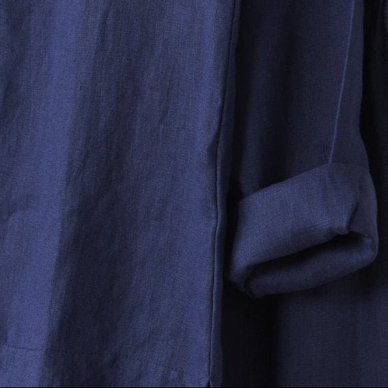 Linen Pyjama Set in Navy - Pyjamas