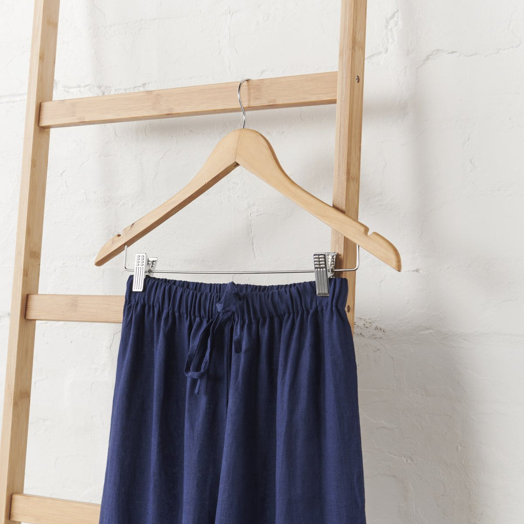 Linen Pyjama Set in Navy - Pyjamas