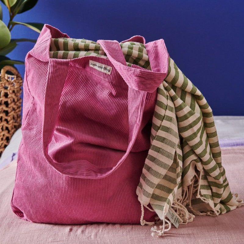 Cord Tote Bag in Fuchsia - Cord Tote Bag