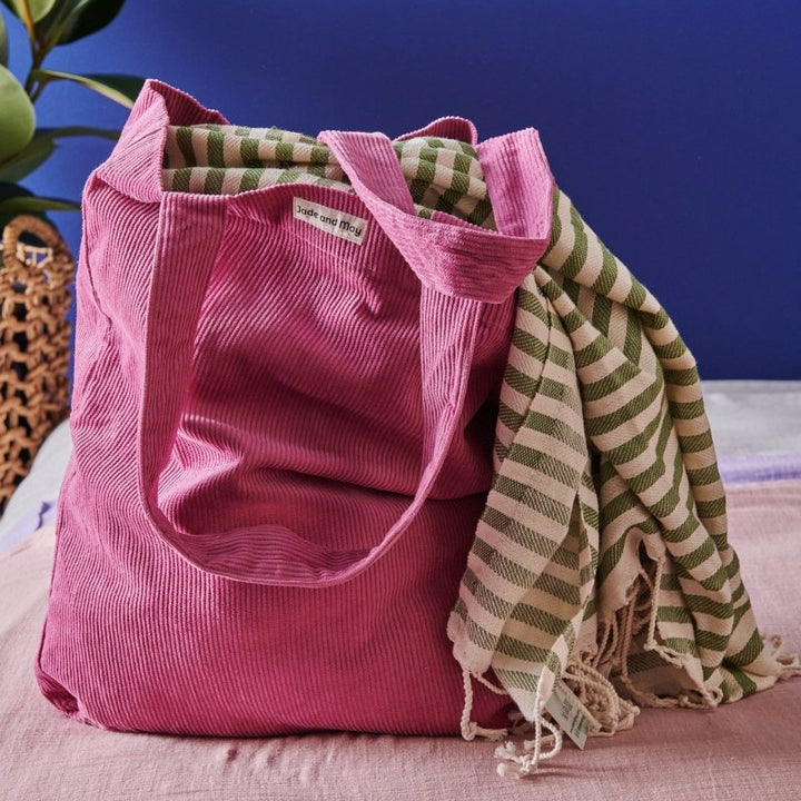Cord Tote Bag in Fuchsia - Cord Tote Bag
