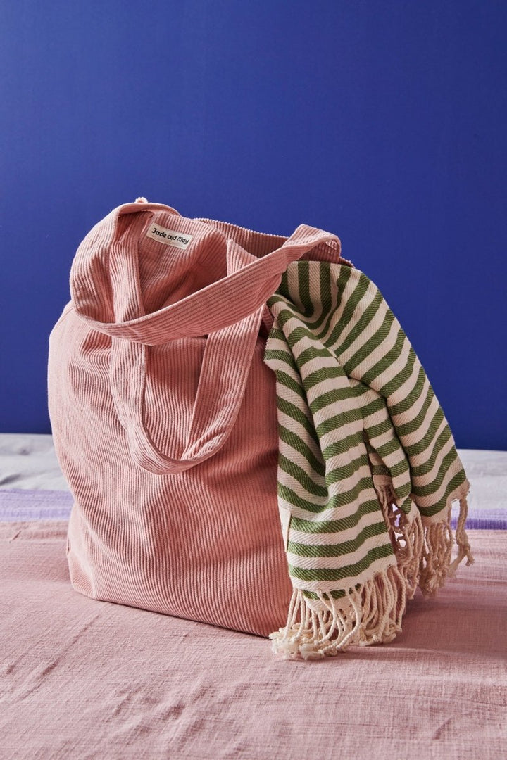 Cord Tote Bag - Pink - Cord Tote Bag