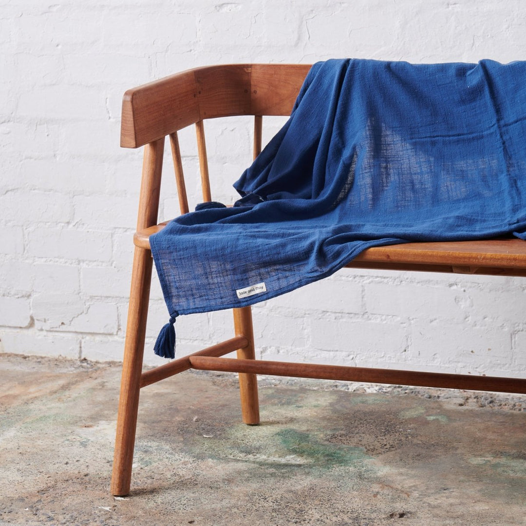 Cotton Throw - Navy - Blankets and Throws