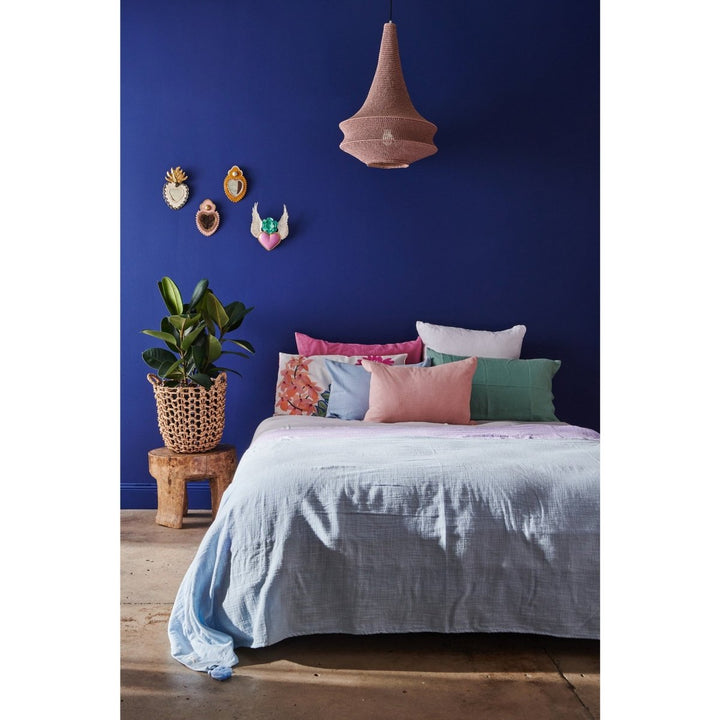 Cotton Throw - Pale Blue - Blankets and Throws