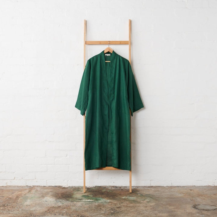 Linen Bathrobe - Emerald Green (Long) - Bathrobe