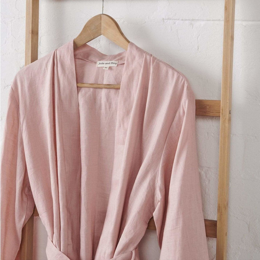 Linen Bathrobe in Pink - Bathrobe