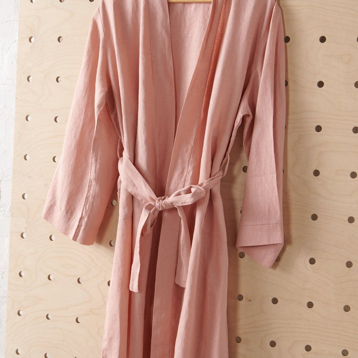 Linen Bathrobe - Pink (Long) - Bathrobe
