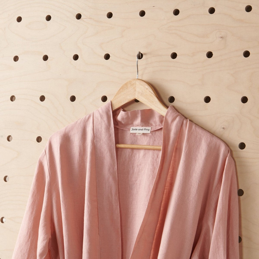 Linen Bathrobe - Pink (Long) - Bathrobe