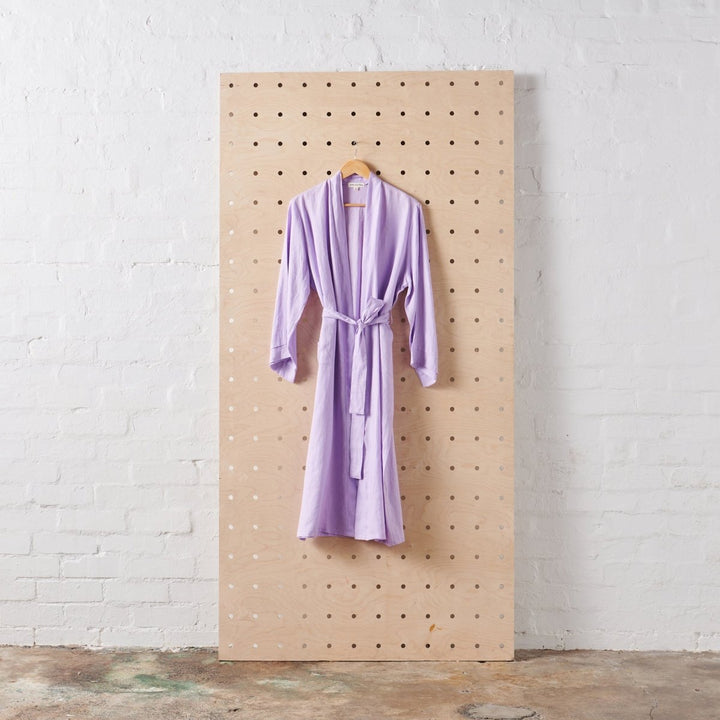 Linen Bathrobe - Purple (Long Length) - Bathrobe