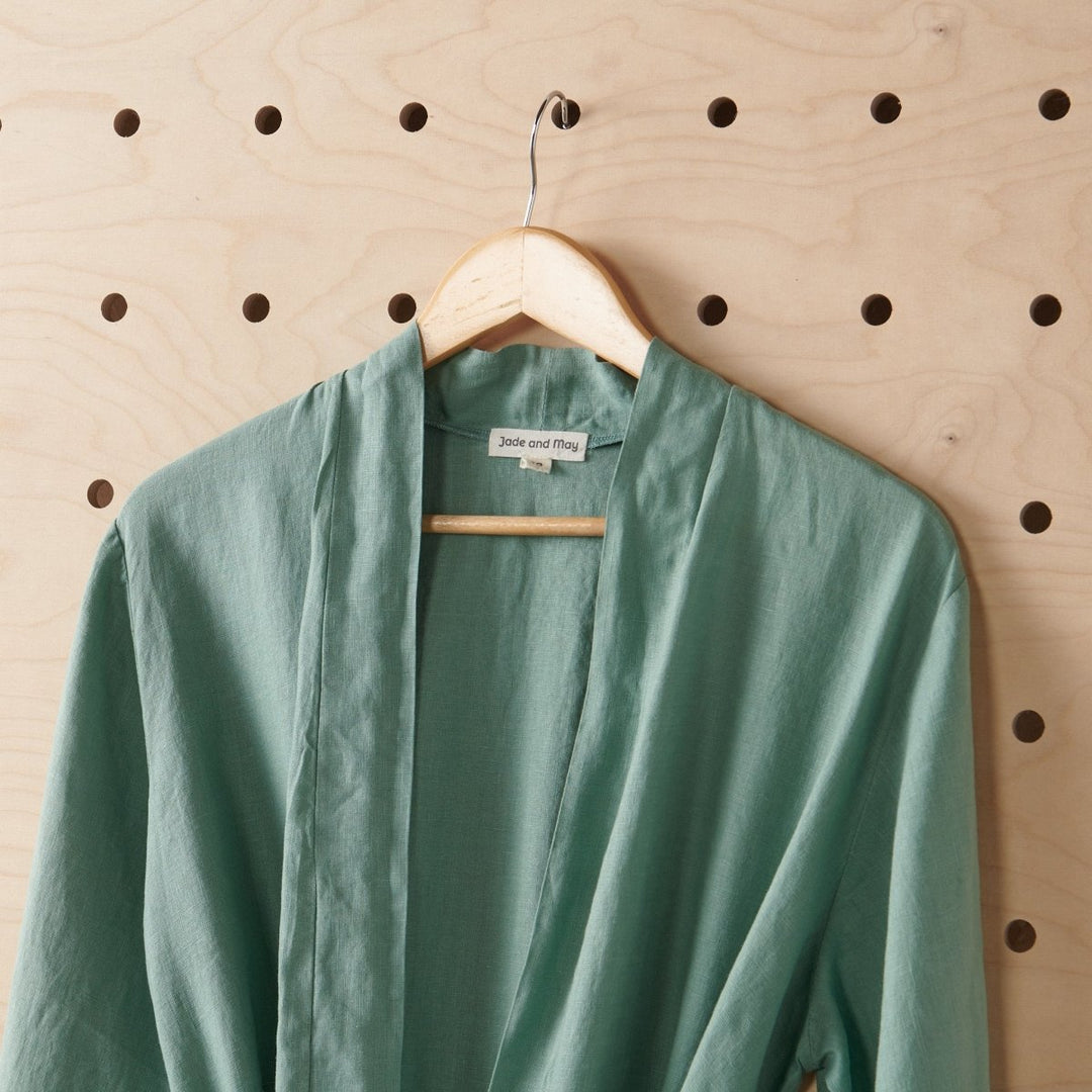 Linen Bathrobe - Sage Green (Long) - Bathrobe