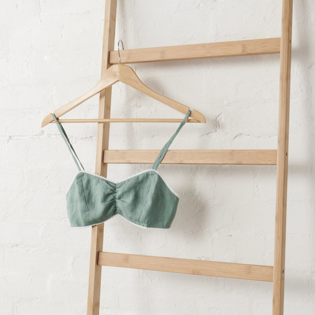 Linen Bralette in Sage Green - Bralette
