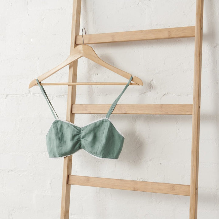 Linen Bralette in Sage Green - Bralette