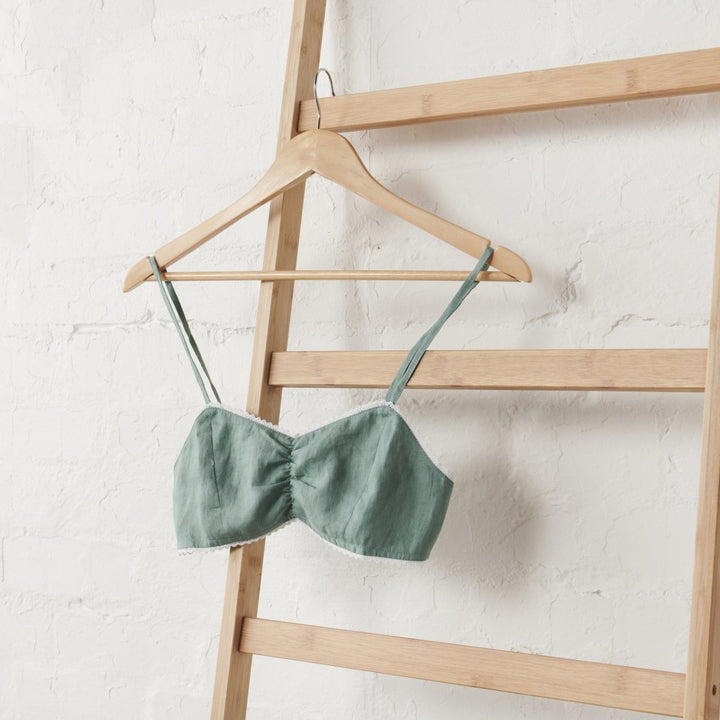 Linen Bralette in Sage Green - Bralette