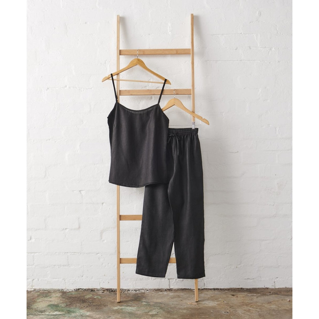 Linen Cami and Pant PJ Set - Black | Jade and May - Pyjamas