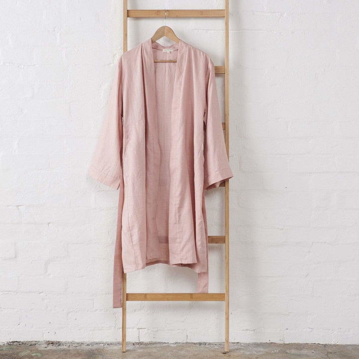 Linen Bathrobe in Pink - Bathrobe