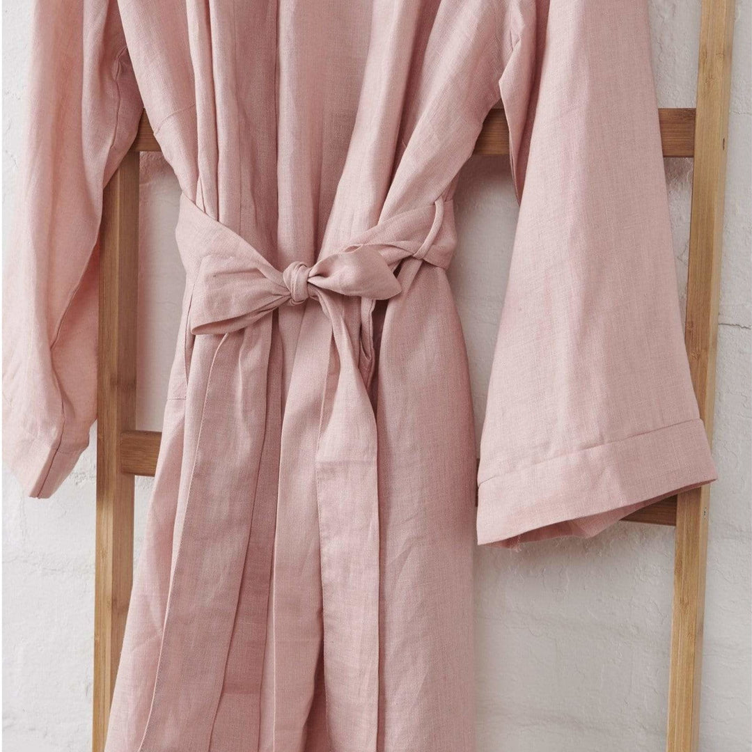 Linen Bathrobe in Pink - Bathrobe