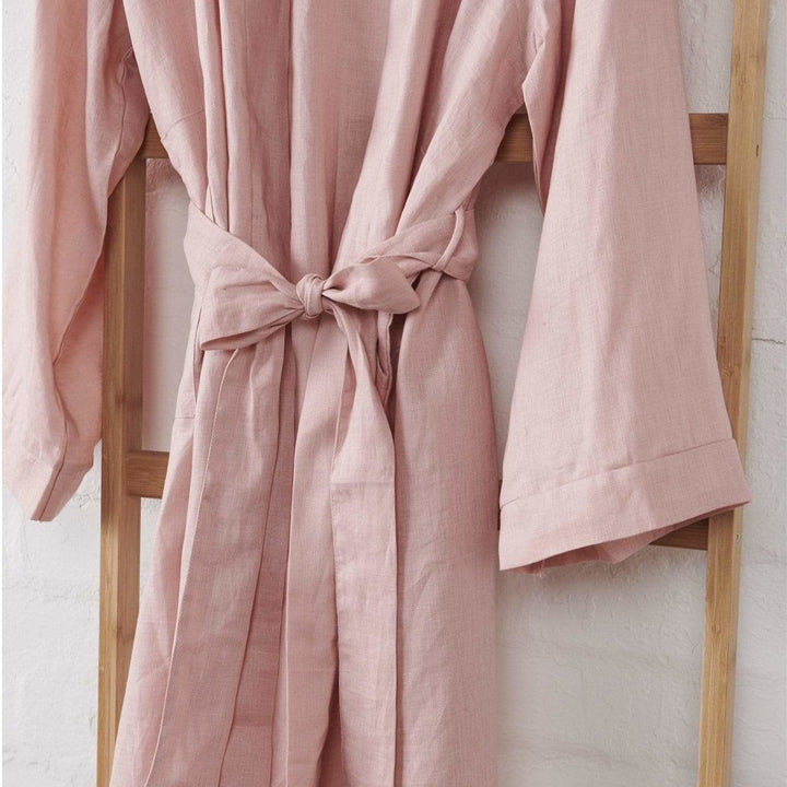 Linen Bathrobe in Pink - Bathrobe