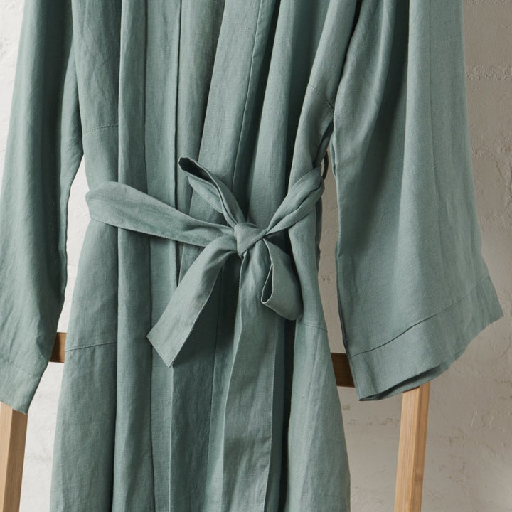 Linen Bathrobe in Sage Green - Bathrobe