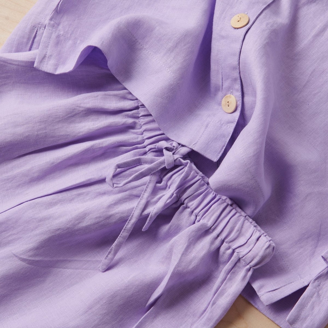 Linen Pyjama Set - Purple - Pyjamas