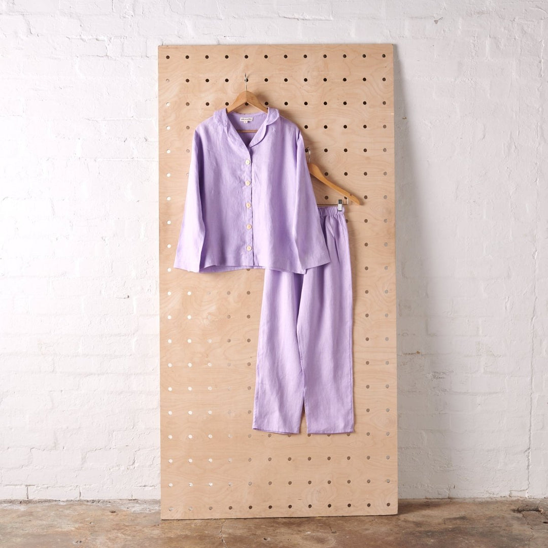 Linen Pyjama Set - Purple - Pyjamas