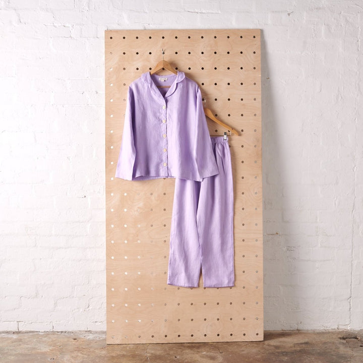 Linen Pyjama Set - Purple - Pyjamas