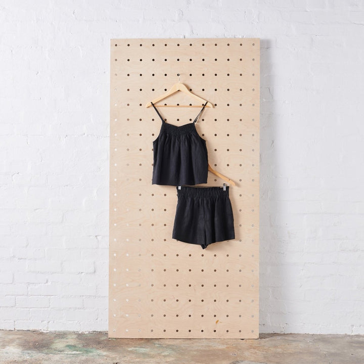 Linen Short Sets in Black - Pyjamas