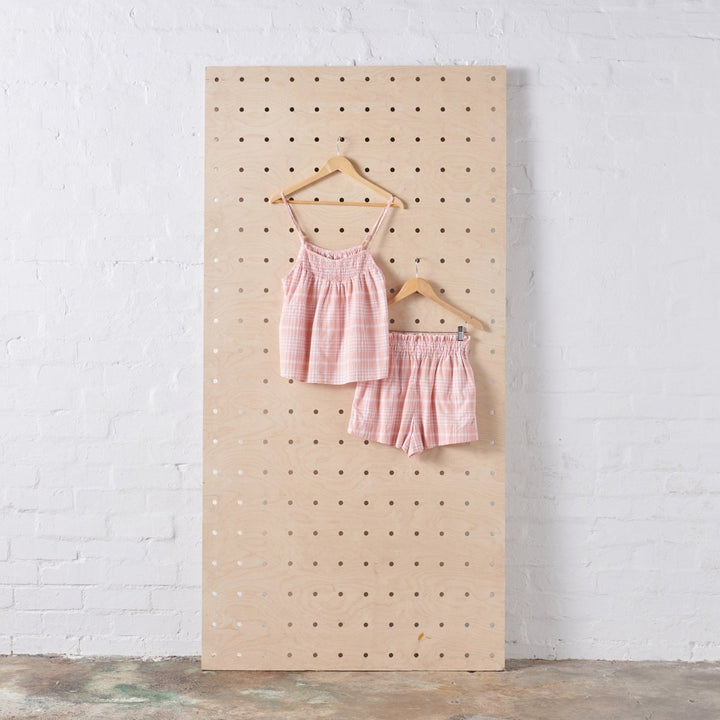 Cotton Sets in Peach Tartan - Pyjamas
