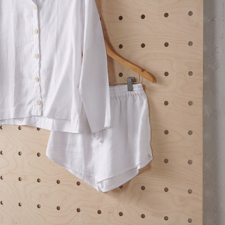 Linen Short Set - White - Pyjamas
