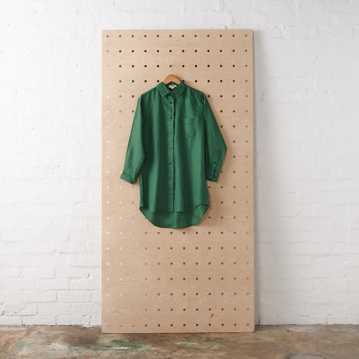 Long Linen Shirt in Forest Green - Shirt