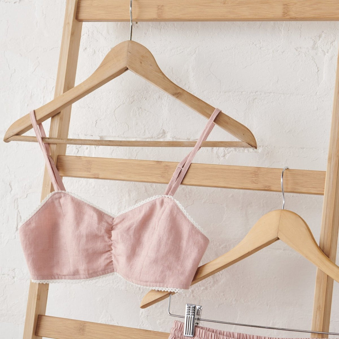 Linen Bralette - Pink | Jade and May-Jade and May-Bralette-Jade and May