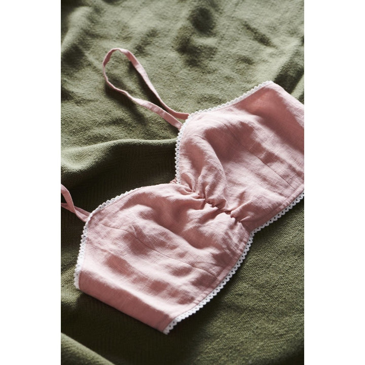 Linen Bralette in Pink - Bralette
