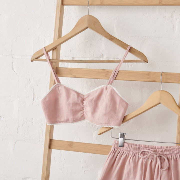 Linen Bralette in Pink - Bralette