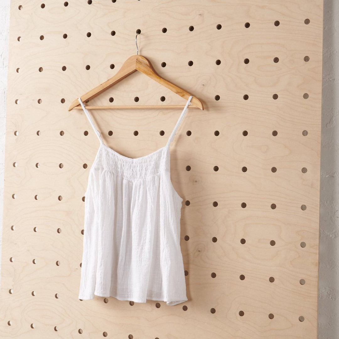 Shirred Cotton Cami | White - Pyjamas