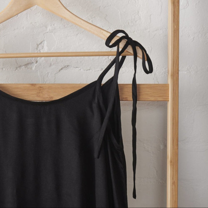 Linen Nightie - Black - Nightie