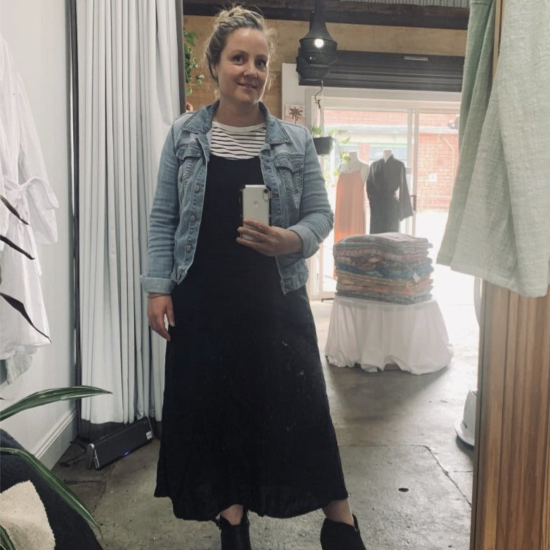 Linen Nightie - Black - Nightie