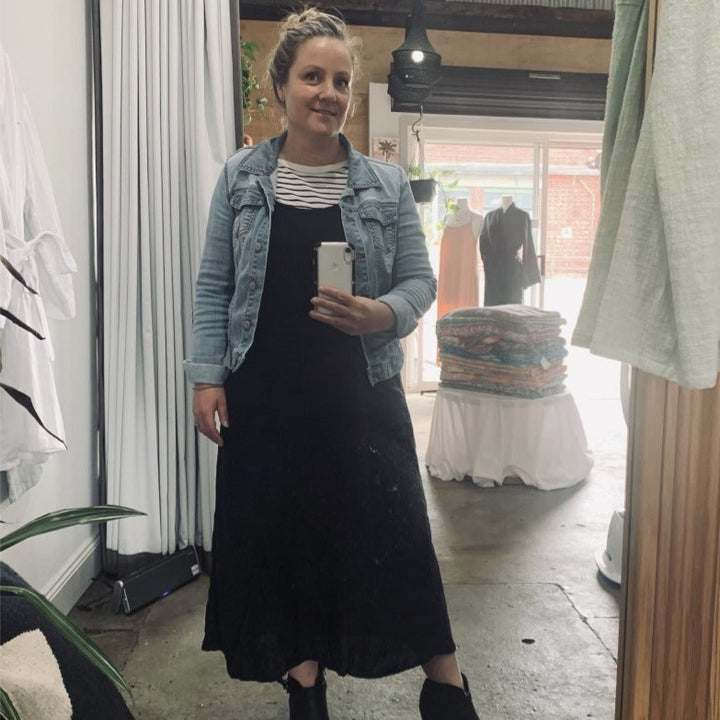 Linen Nightie - Black - Nightie