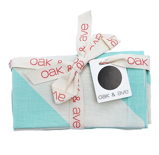 Table Linen - Aqua Stripe Linen Napkins | Oak and Ave - Tablecloth