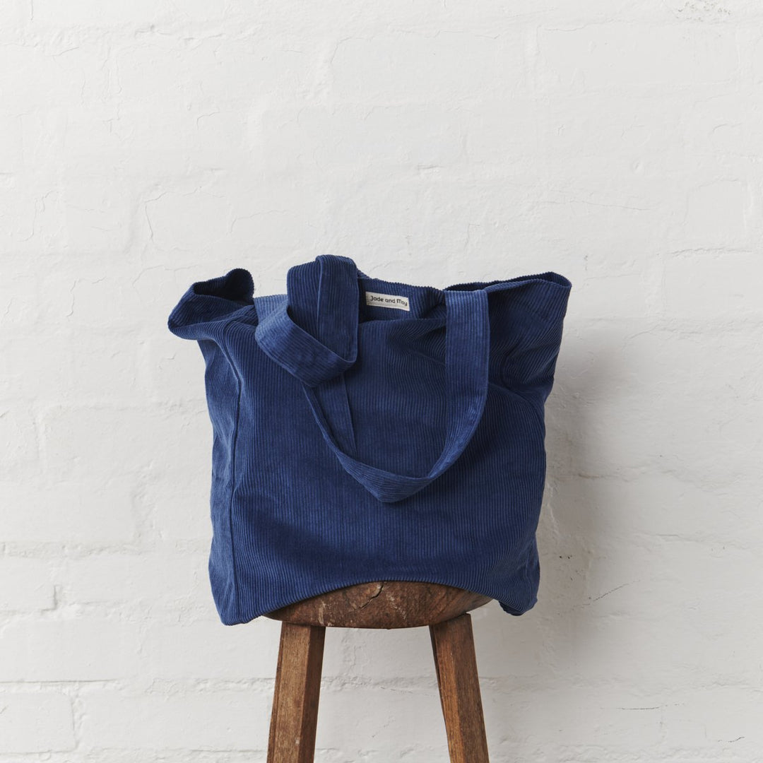 Cord Tote Bag - Blue-Jade and May-Tote Bag-Jade and May